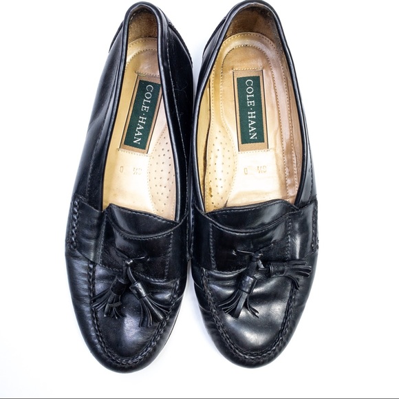 Cole Haan Black Leather Loafers with Tassels - Picture 4 of 7